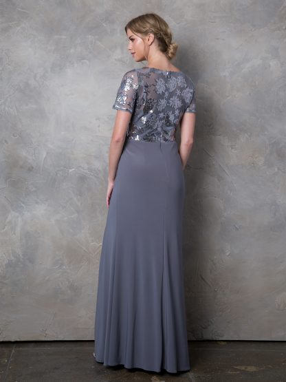 3439 | Short Sleeve MOB Sequined Lace and Jersey Gown - Image 5
