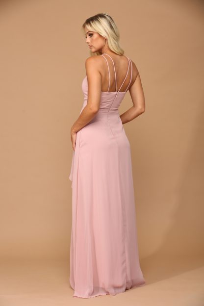 3440 | Chiffon gown with halter style neckline and front slit - Image 11