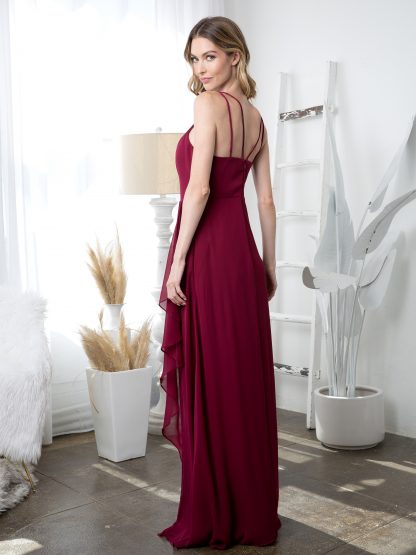 3440 | Chiffon gown with halter style neckline and front slit - Image 6