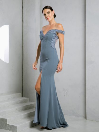 5237 - Off shoulder fit and flare gown with train - Image 13