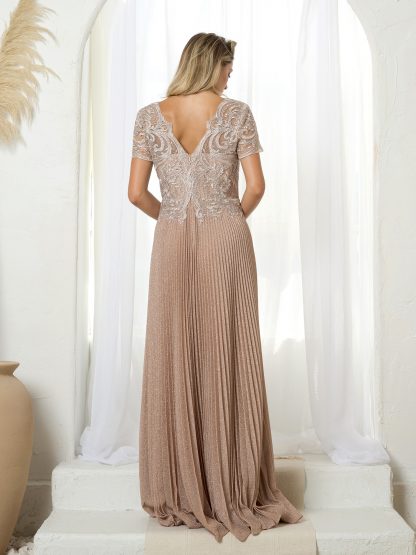 5241 - MOB METALLIC EMBROIDERED GOWN WITH PLEATED SKIRT - Image 2