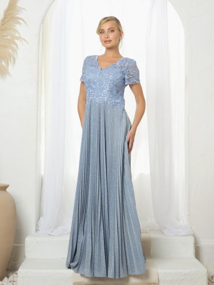 5241 - MOB METALLIC EMBROIDERED GOWN WITH PLEATED SKIRT - Image 3