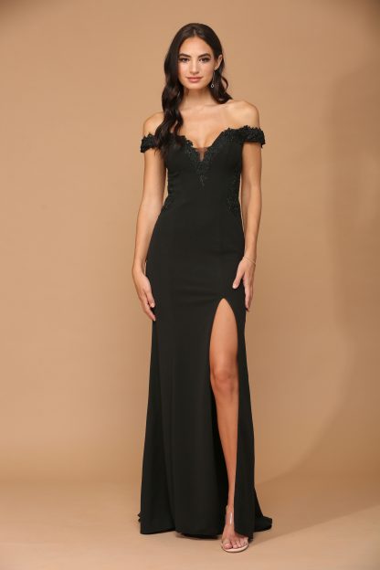 5237 - Off shoulder fit and flare gown with train - Image 8