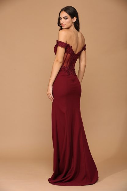 5237 - Off shoulder fit and flare gown with train - Image 10