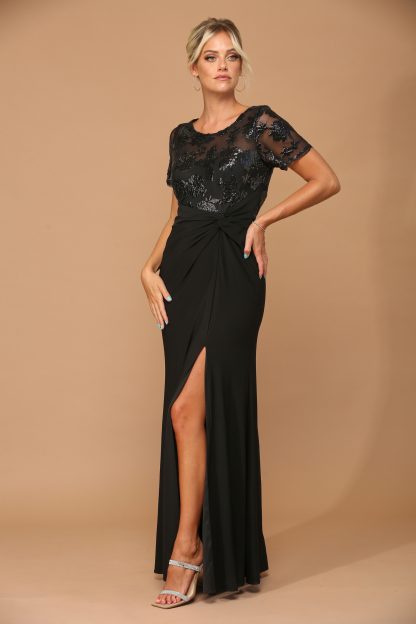 3439 | Short Sleeve MOB Sequined Lace and Jersey Gown - Image 7