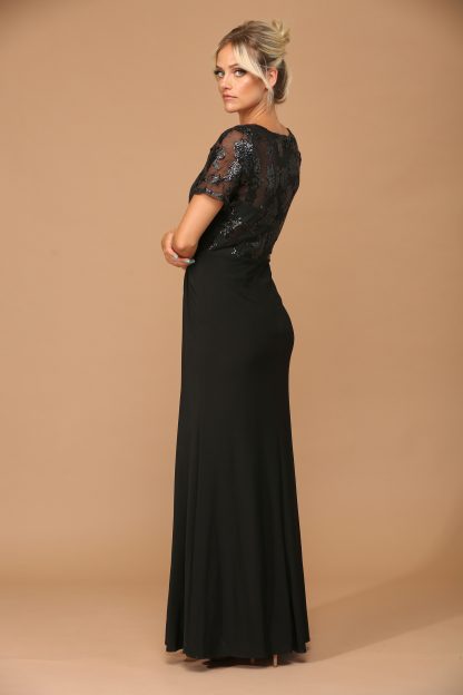 3439 | Short Sleeve MOB Sequined Lace and Jersey Gown - Image 8
