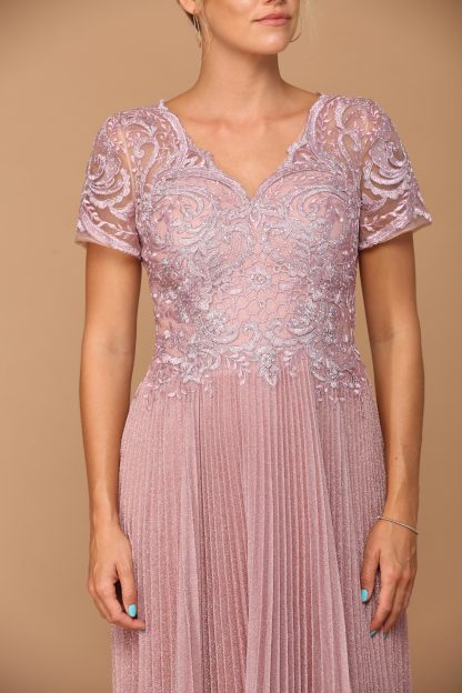 5241 - MOB METALLIC EMBROIDERED GOWN WITH PLEATED SKIRT - Image 6