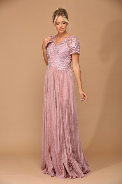 5241 - MOB METALLIC EMBROIDERED GOWN WITH PLEATED SKIRT - Image 7