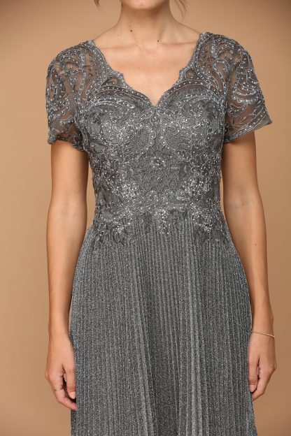 5241 - MOB METALLIC EMBROIDERED GOWN WITH PLEATED SKIRT - Image 14