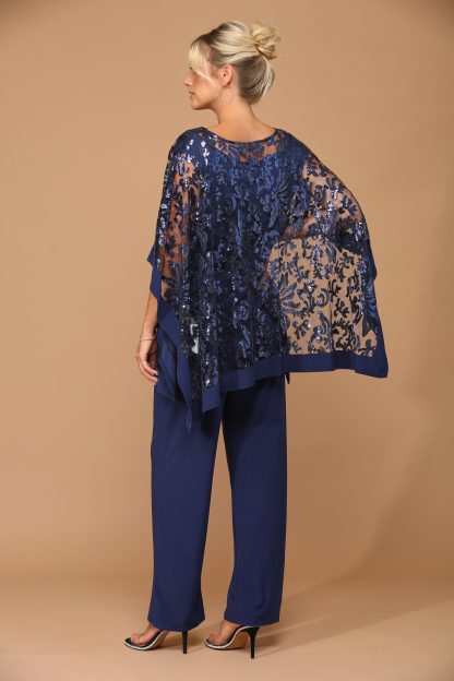 3443 - STRETCH JERSEY PANT SET WITH SEQUIN CAPE OVERLAY W ATTACHED TANK - Image 8