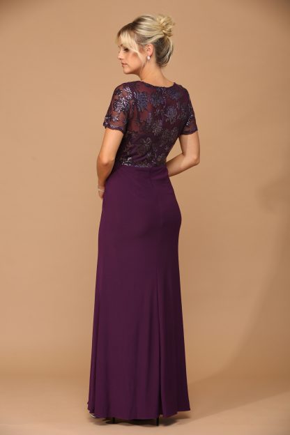 3439 | Short Sleeve MOB Sequined Lace and Jersey Gown - Image 11