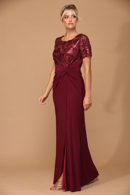 3439 | Short Sleeve MOB Sequined Lace and Jersey Gown - Image 15