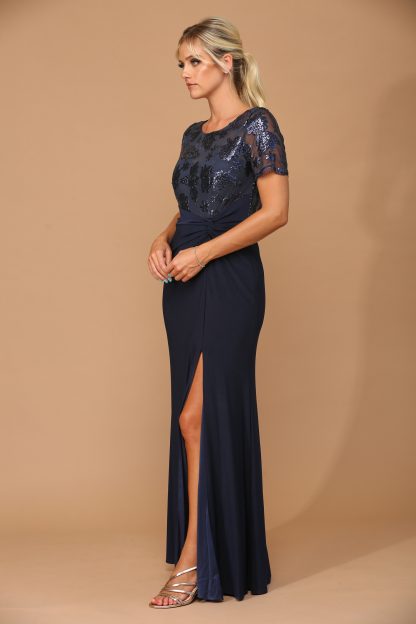 3439 | Short Sleeve MOB Sequined Lace and Jersey Gown - Image 18