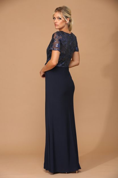 3439 | Short Sleeve MOB Sequined Lace and Jersey Gown - Image 19