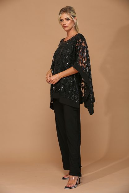 3443 - STRETCH JERSEY PANT SET WITH SEQUIN CAPE OVERLAY W ATTACHED TANK - Image 13