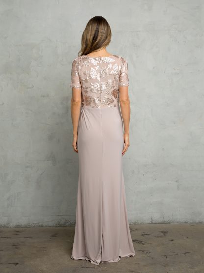 3439 | Short Sleeve MOB Sequined Lace and Jersey Gown - Image 2
