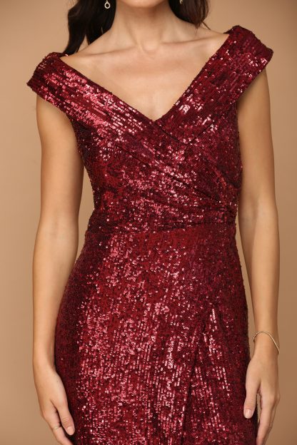 3441 | Sequin Off Shoulder Gown With Tulip Skirt FLASH SALE THROUGH THE END OF JUNE! $10 WHEN BUYING 10 OR MORE PIECES. - Image 8