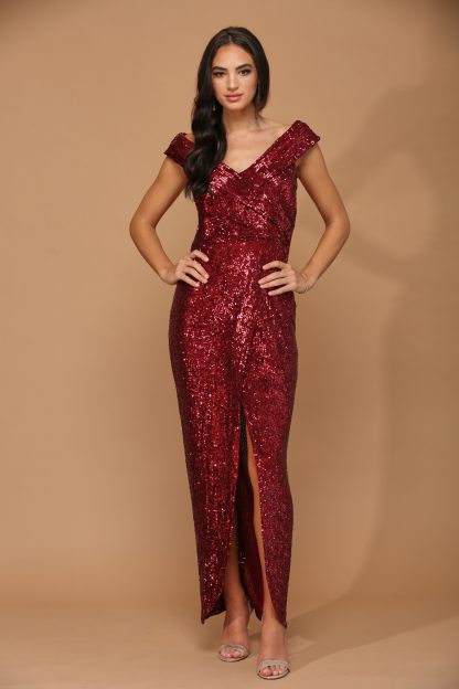 3441 | Sequin Off Shoulder Gown With Tulip Skirt FLASH SALE THROUGH THE END OF JUNE! $10 WHEN BUYING 10 OR MORE PIECES. - Image 9