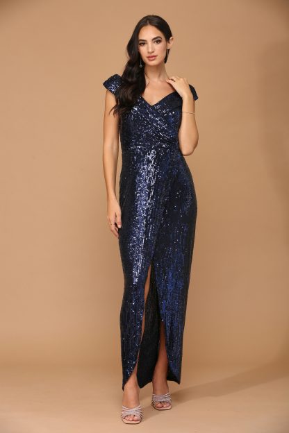 3441 | Sequin Off Shoulder Gown With Tulip Skirt FLASH SALE THROUGH THE END OF JUNE! $10 WHEN BUYING 10 OR MORE PIECES. - Image 2