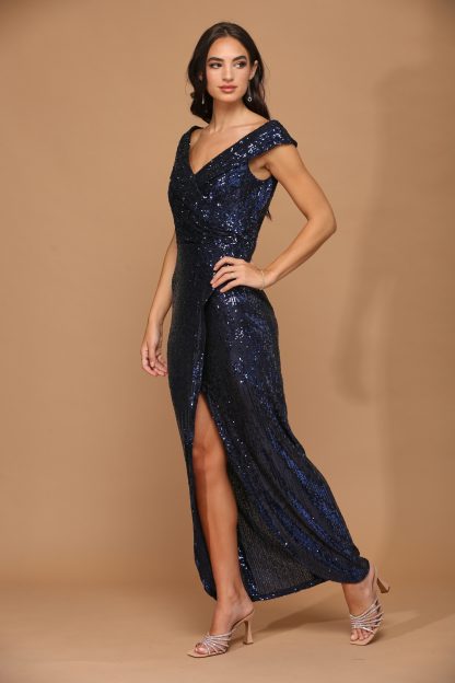 3441 | Sequin Off Shoulder Gown With Tulip Skirt FLASH SALE THROUGH THE END OF JUNE! $10 WHEN BUYING 10 OR MORE PIECES. - Image 3