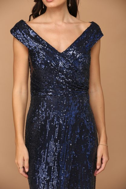 3441 | Sequin Off Shoulder Gown With Tulip Skirt FLASH SALE THROUGH THE END OF JUNE! $10 WHEN BUYING 10 OR MORE PIECES. - Image 4
