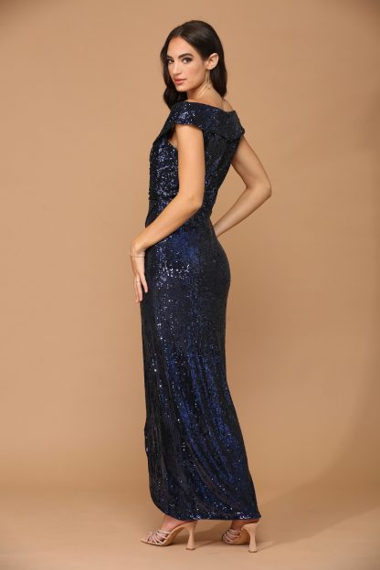 3441 | Sequin Off Shoulder Gown With Tulip Skirt FLASH SALE THROUGH THE END OF JUNE! $10 WHEN BUYING 10 OR MORE PIECES. - Image 5