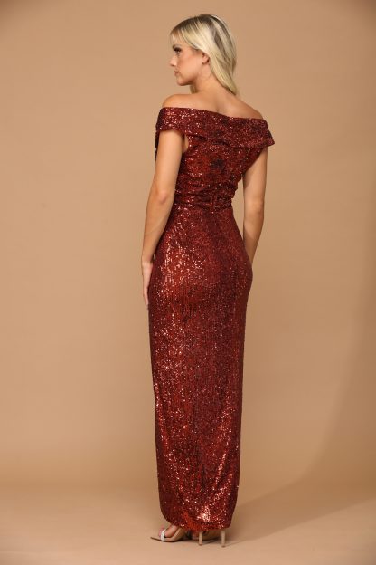 3441 | Sequin Off Shoulder Gown With Tulip Skirt FLASH SALE THROUGH THE END OF JUNE! $10 WHEN BUYING 10 OR MORE PIECES. - Image 12