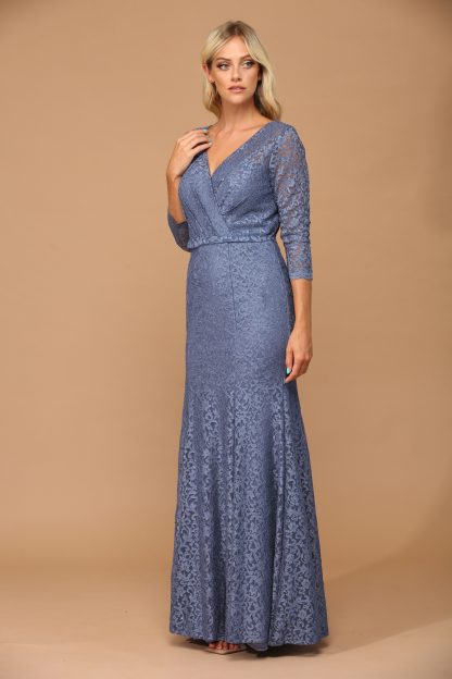 3450 - 3/4 Sleeve Long Glittered Lace Gown FLASH SALE THROUGH THE END OF JUNE! $10 WHEN BUYING 10 OR MORE PIECES. - Image 5