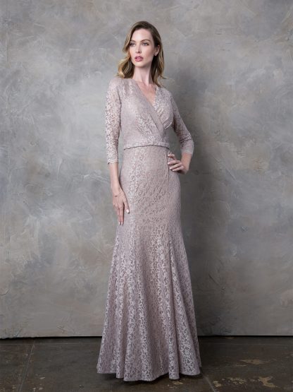 3450 - 3/4 Sleeve Long Glittered Lace Gown FLASH SALE THROUGH THE END OF JUNE! $10 WHEN BUYING 10 OR MORE PIECES. - Image 3