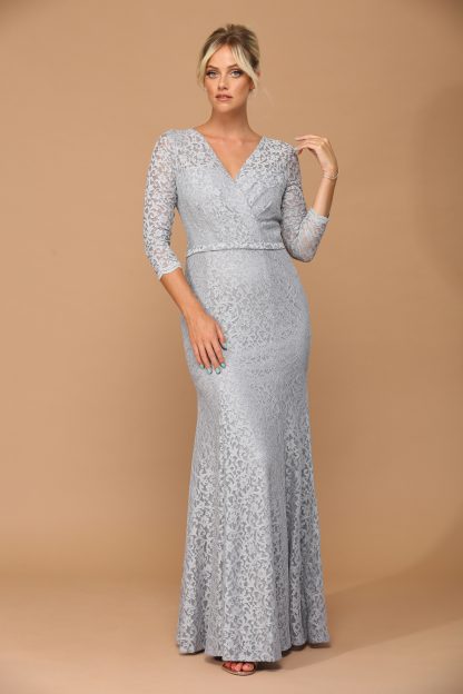 3450 - 3/4 Sleeve Long Glittered Lace Gown FLASH SALE THROUGH THE END OF JUNE! $10 WHEN BUYING 10 OR MORE PIECES. - Image 6