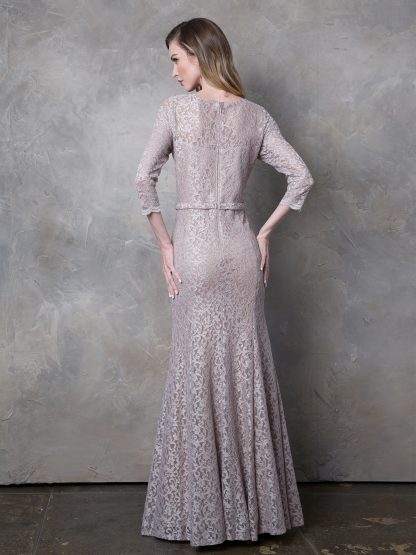 3450 - 3/4 Sleeve Long Glittered Lace Gown FLASH SALE THROUGH THE END OF JUNE! $10 WHEN BUYING 10 OR MORE PIECES. - Image 4
