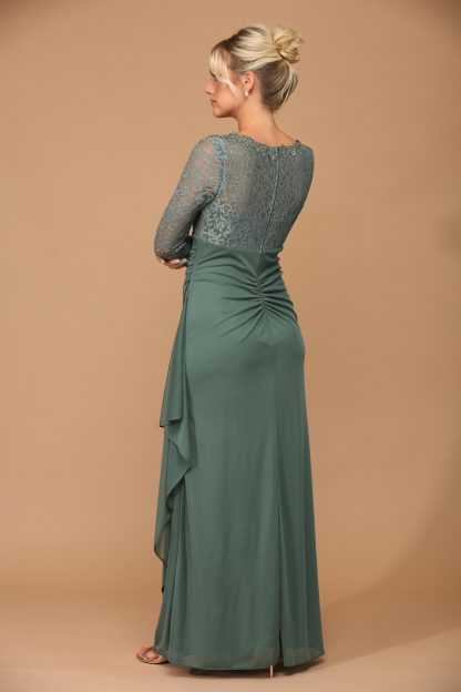 3451 - MOB Long Sleeve Lace And Chiffon Jersey Gown - Image 14