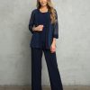 3455- 3PC Pant Set Lace And Stretch ITY