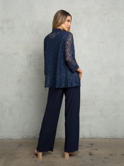 3455- 3PC Pant Set Lace And Stretch ITY - Image 2