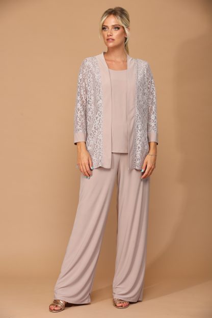 3455- 3PC Pant Set Lace And Stretch ITY - Image 5