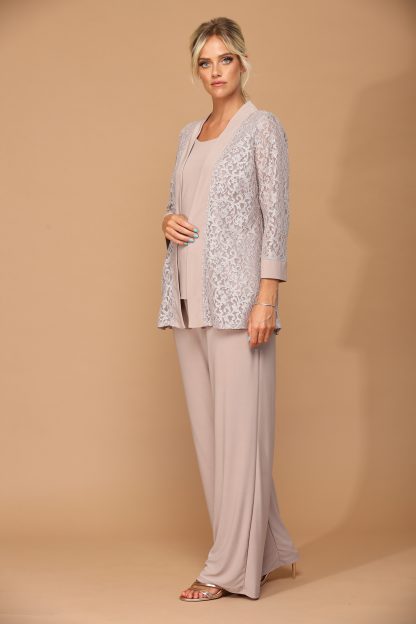 3455- 3PC Pant Set Lace And Stretch ITY - Image 6