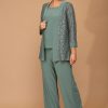 3455- 3PC Pant Set Lace And Stretch ITY - Image 3