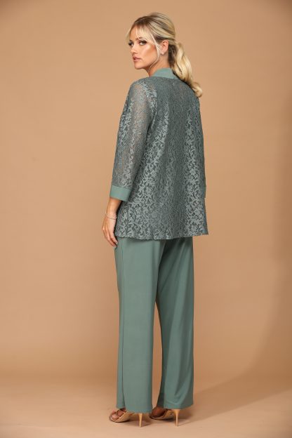 3455- 3PC Pant Set Lace And Stretch ITY - Image 4