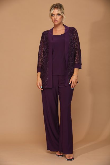 3455- 3PC Pant Set Lace And Stretch ITY - Image 9