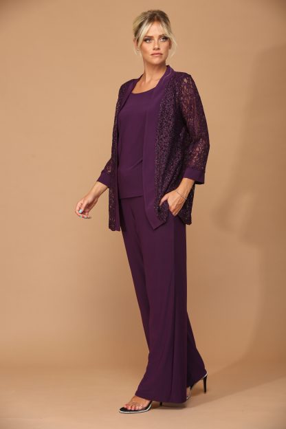 3455- 3PC Pant Set Lace And Stretch ITY - Image 10