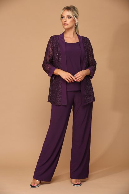 3455- 3PC Pant Set Lace And Stretch ITY - Image 8