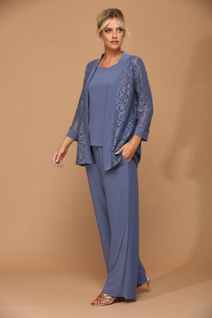 3455- 3PC Pant Set Lace And Stretch ITY - Image 14