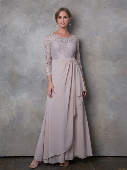 3446 - MOB 3/4 Lace Sleeve With Chiffon Skirt - Image 8