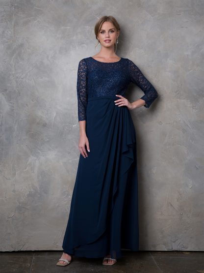 3446 - MOB 3/4 Lace Sleeve With Chiffon Skirt - Image 14