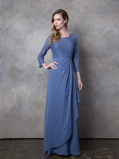 3446 - MOB 3/4 Lace Sleeve With Chiffon Skirt - Image 11
