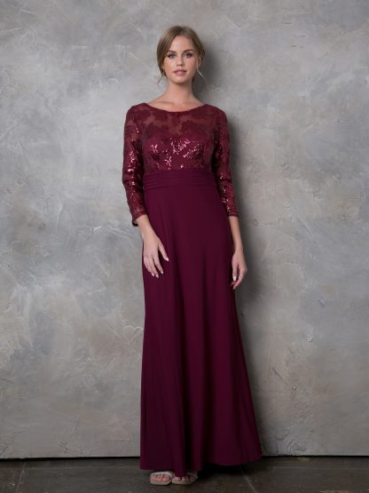 3453 - Laced Long Sleeve With Stretch ITY Bodice MOB Gown - Image 2