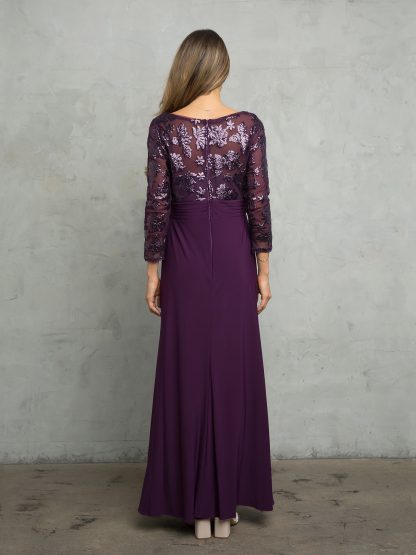 3453 - Laced Long Sleeve With Stretch ITY Bodice MOB Gown - Image 6