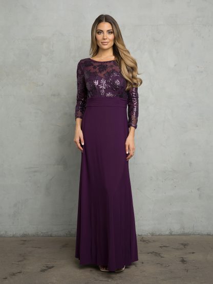 3453 - Laced Long Sleeve With Stretch ITY Bodice MOB Gown - Image 5