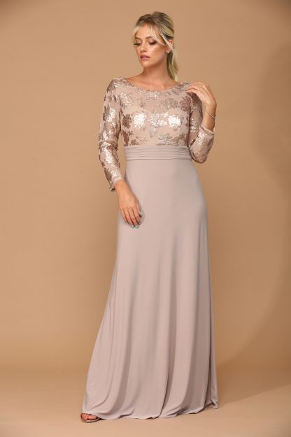 3453 - Laced Long Sleeve With Stretch ITY Bodice MOB Gown - Image 9