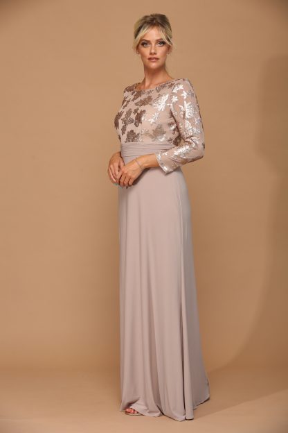 3453 - Laced Long Sleeve With Stretch ITY Bodice MOB Gown - Image 10
